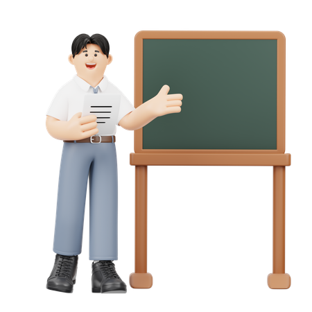 Présentation d'un étudiant confiant  3D Illustration