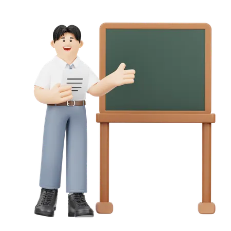 Présentation d'un étudiant confiant  3D Illustration
