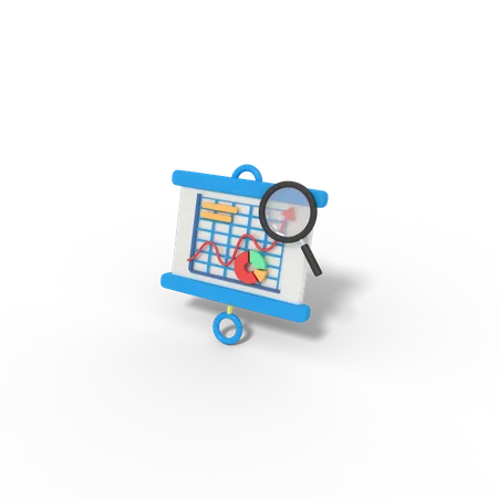 3 D Illustration Of Chart Presentation Search 3D Icon
