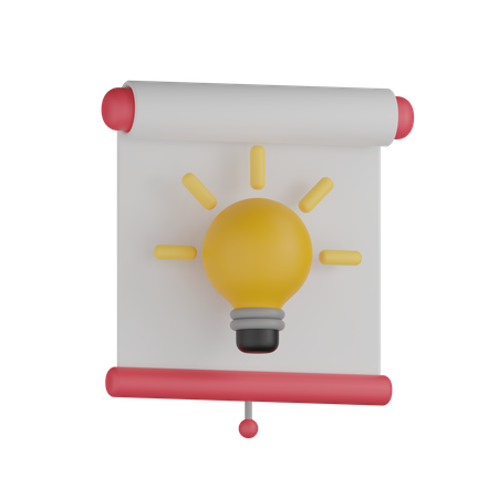 Presentation Screen With Bulb  3D Icon