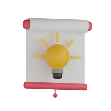 Presentation Screen With Bulb  3D Icon