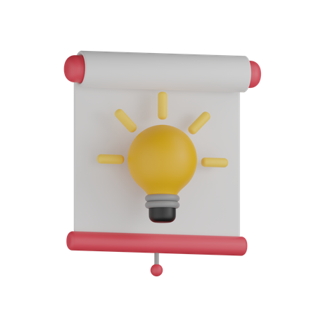 Presentation Screen With Bulb 3D Icon