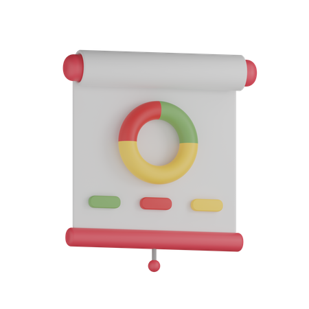 Presentation With Donut Chart  3D Icon