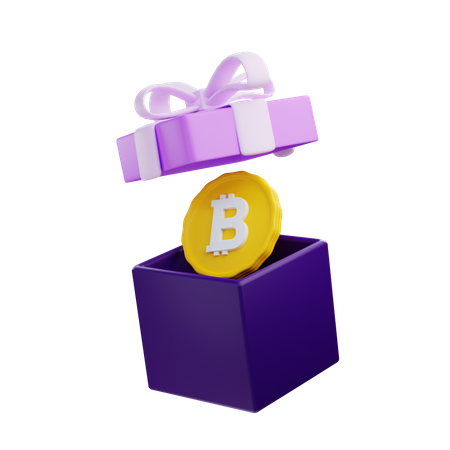 Presente bitcoin  3D Illustration