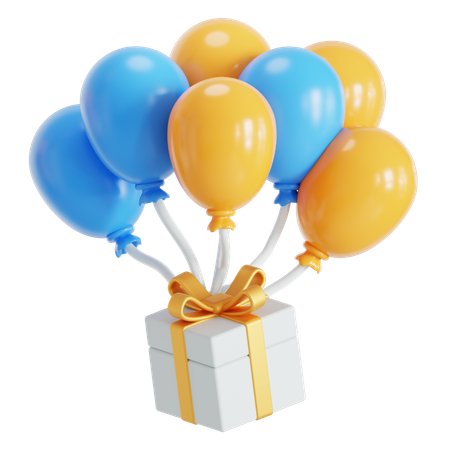 Presente de aniversário e balão  3D Icon