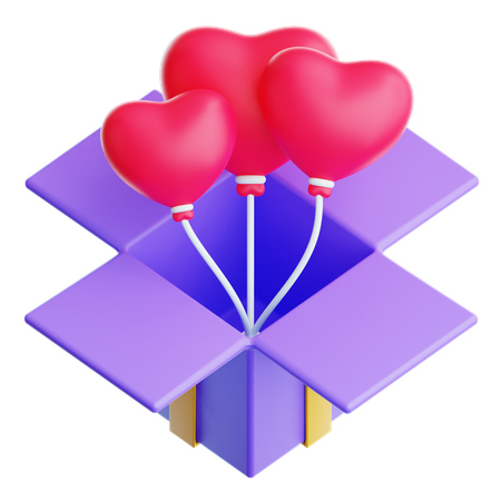 Presente de balão de coração  3D Icon