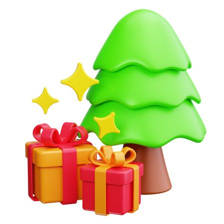 Presente debaixo da árvore de natal  3D Icon