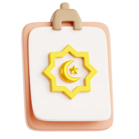 Presse-papiers avec symbole islamique  3D Icon