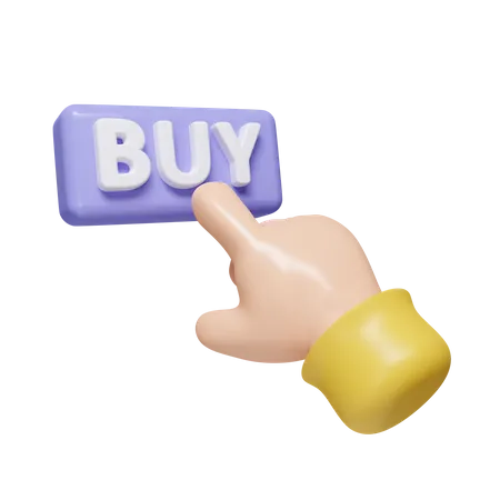 3 D Hand Pressing The Purple Buy Button Shopping Online Concept Icon Isolated On White Background 3 D Rendering Illustration Clipping Path 3D Icon