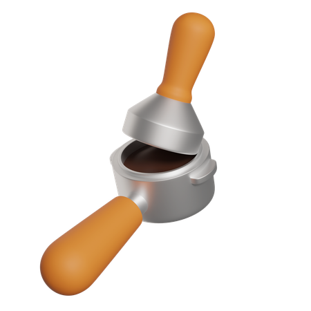 Pressing Coffee Beans With A Tamper  3D Icon