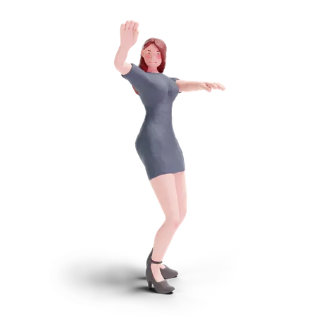 Pretty girl giving dancing pose  3D Illustration