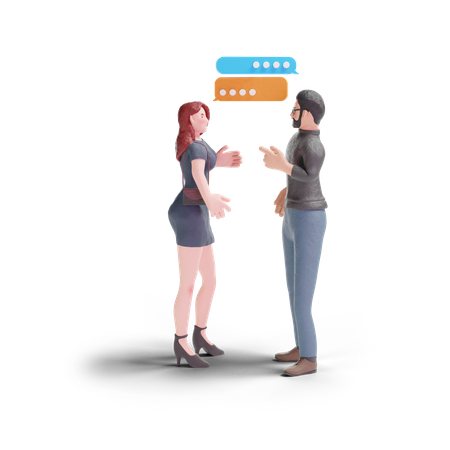 Pretty woman communicating with man 3D Illustration