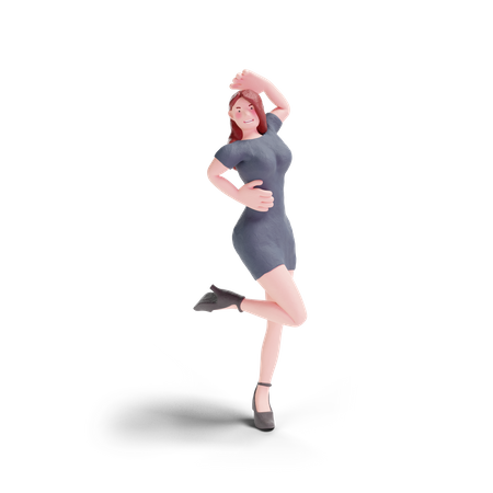 Pretty woman dancing in party dress  3D Icon
