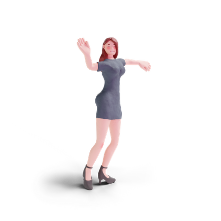 Pretty woman giving dancing pose  3D Illustration