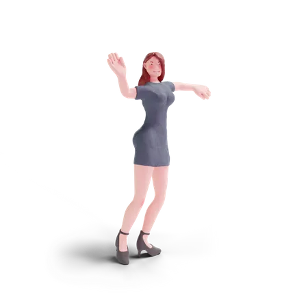 Pretty woman giving dancing pose  3D Illustration