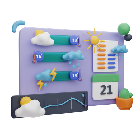 Site de prévisions météo en ligne  3D Illustration