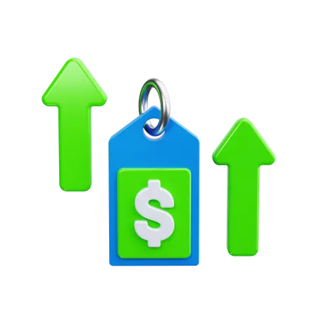 Price Tag With Increase Symbol  3D Icon