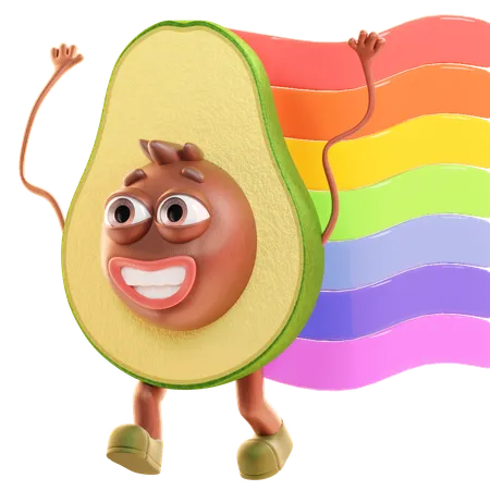 Pride Avocado  3D Illustration