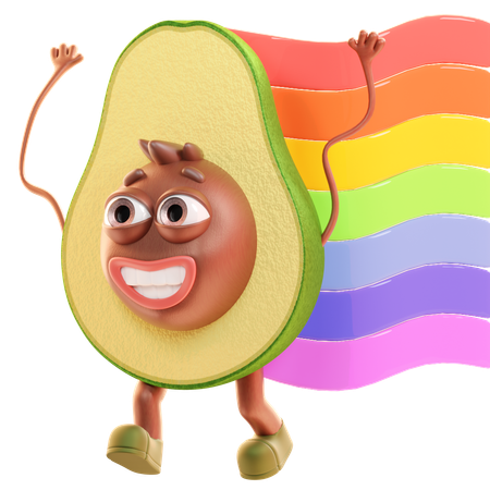 Pride Avocado  3D Illustration