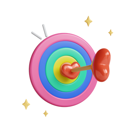 Pride Celebration Target With Heart  3D Icon