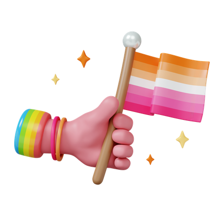 Pride Celebration With Colorful Flag  3D Icon