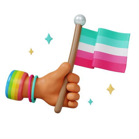 Pride Celebration With Colorful Flag  3D Icon