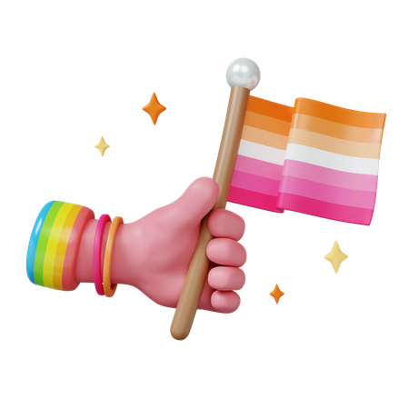 Pride Celebration With Colorful Flag  3D Icon