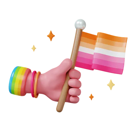 Pride Celebration With Colorful Flag  3D Icon