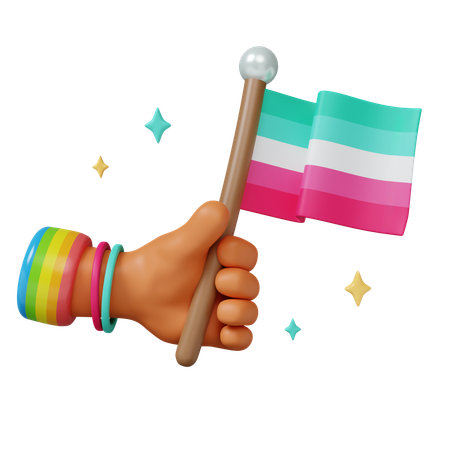 Pride Celebration With Colorful Flag  3D Icon