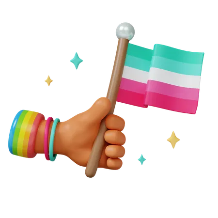 Pride Celebration With Colorful Flag  3D Icon
