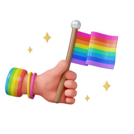 무지개 깃발을 활용한 프라이드 축하 행사  3D Icon