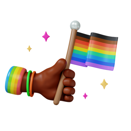 Pride Celebration With Rainbow Flag  3D Icon