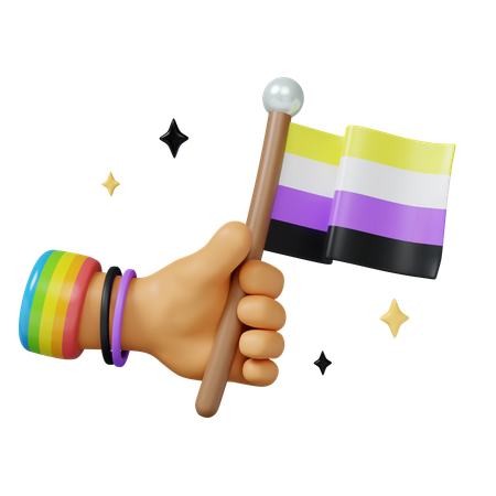 Pride Celebration With Rainbow Flag  3D Icon