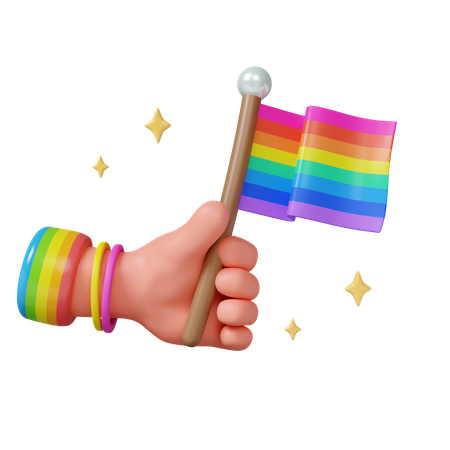 Pride Celebration With Rainbow Flag  3D Icon
