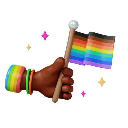 Pride Celebration With Rainbow Flag  3D Icon