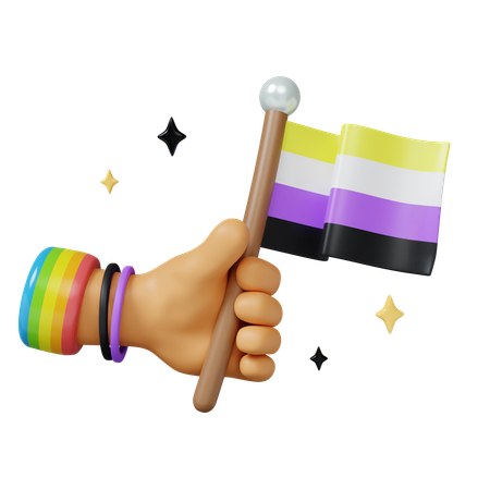 Pride Celebration With Rainbow Flag  3D Icon