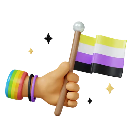 Pride Celebration With Rainbow Flag  3D Icon
