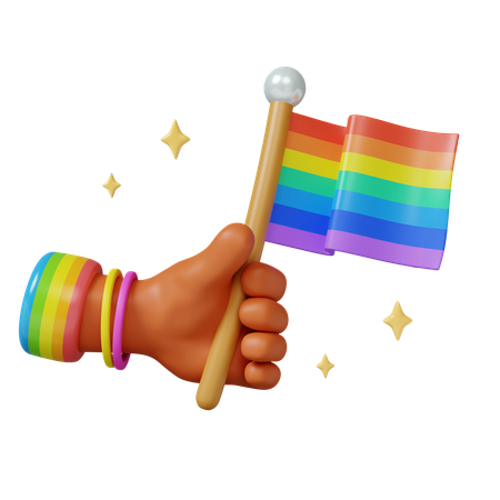 Pride Celebration With Rainbow Flag  3D Icon