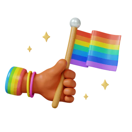 Pride Celebration With Rainbow Flag  3D Icon