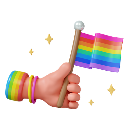 Pride Celebration With Rainbow Flag  3D Icon