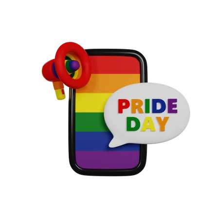 Rainbow Phone With Loudspeaker Pride Month Human Rights 3 D Render Icon 3D Icon