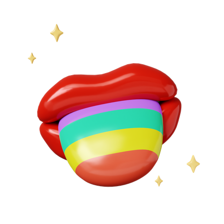 Pride Expression With Vibrant Rainbow Lips  3D Icon