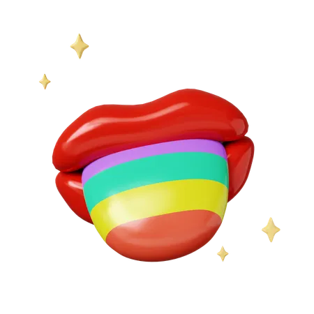 Pride Expression With Vibrant Rainbow Lips  3D Icon
