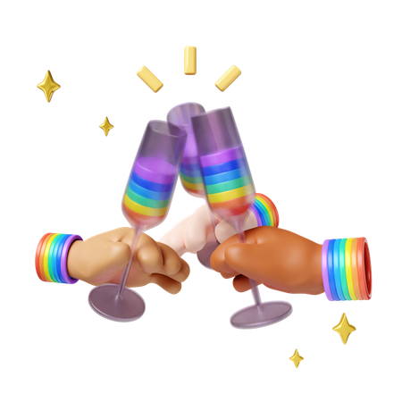 Pride-Feier mit Toastgläsern  3D Icon