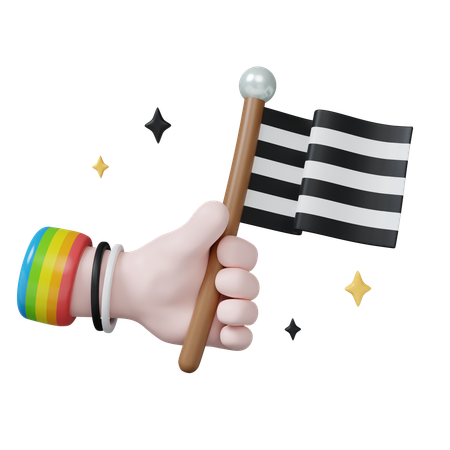Pride Flag Held With A Cheerful Hand  3D Icon