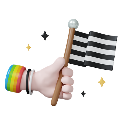 Pride Flag Held With A Cheerful Hand  3D Icon