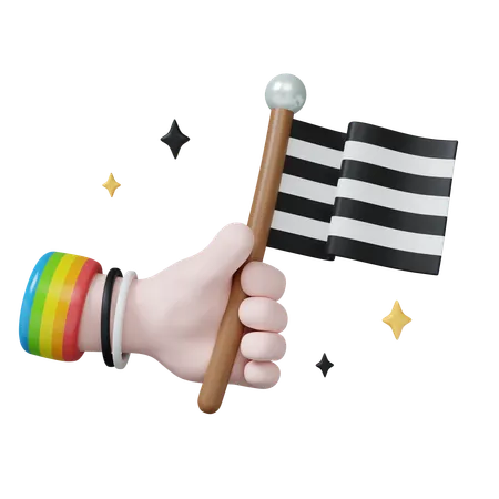 Pride Flag Held With A Cheerful Hand  3D Icon