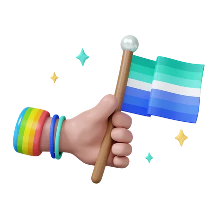 Pride Flag Held With A Colorful Hand In A Celebratory Atmosphere  3D Icon