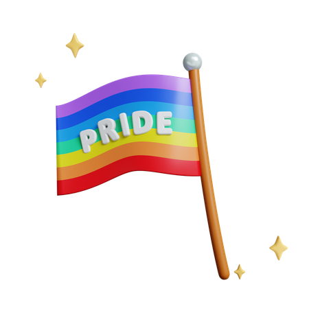 Pride Flag Waving Proudly With Vibrant Colors  3D Icon