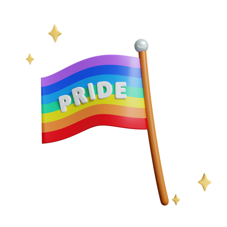 Pride Flag Waving Proudly With Vibrant Colors  3D Icon